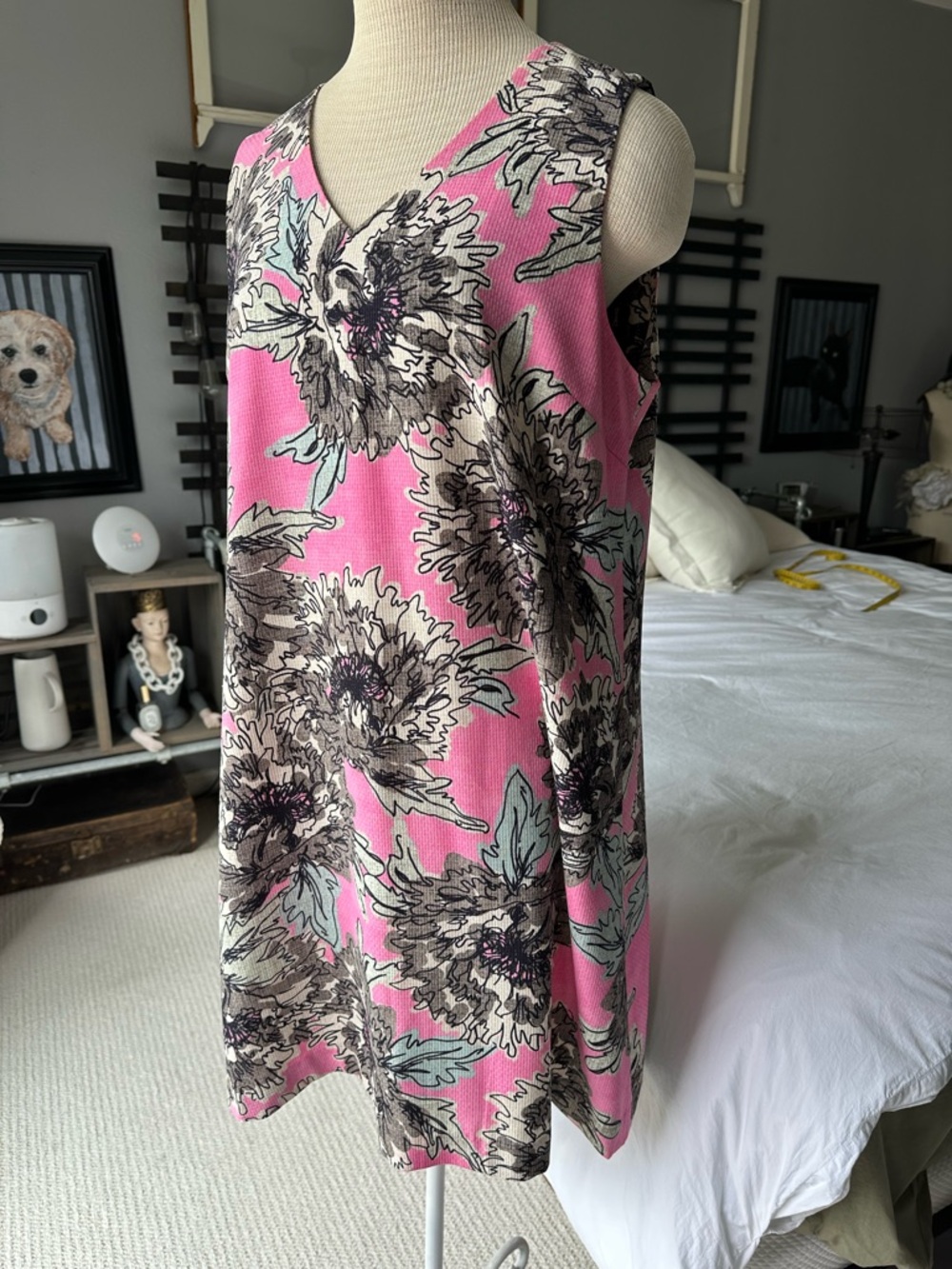 NIC+ZOE Sleeveless Pink Floral Shift Dress, size large